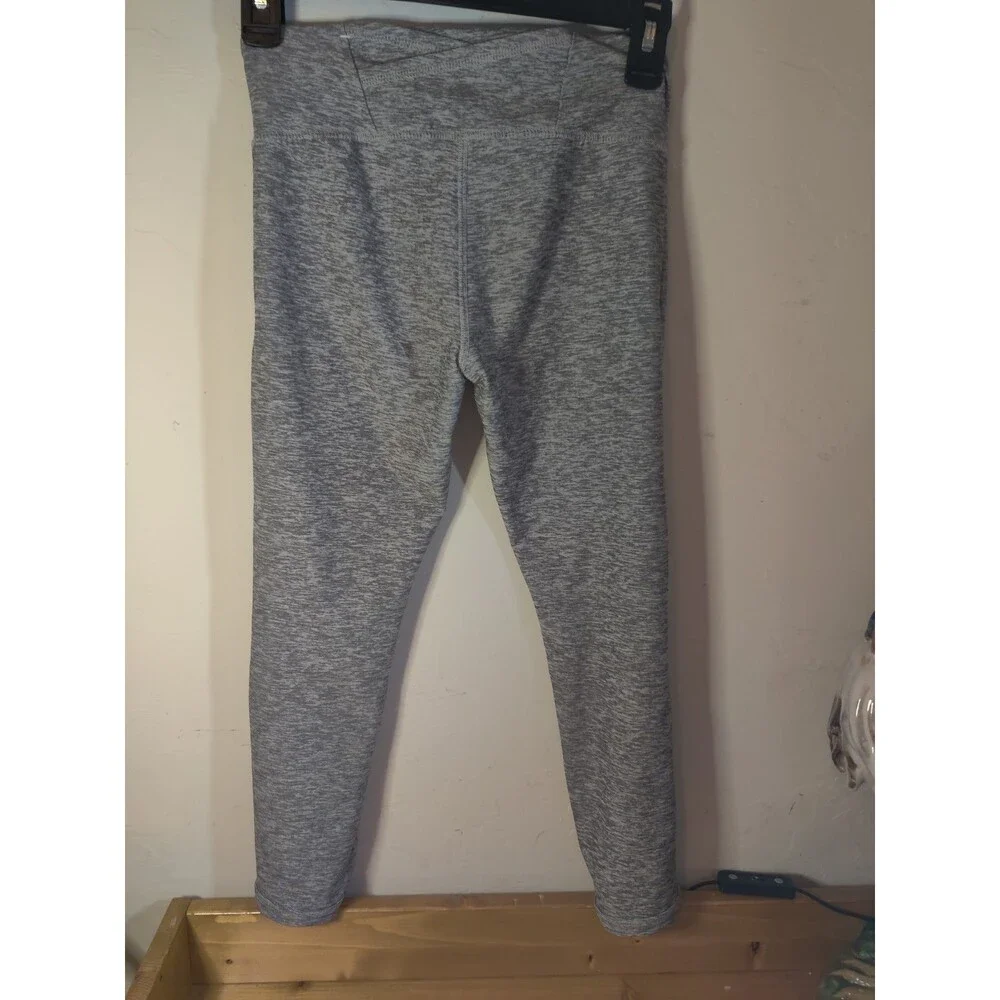 Justice Girls Size M (8-10) Gray Ankle Leggings Lattice Trim Detail Back Waist